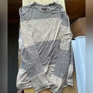 Prana Men's Long Sleeve Shirt - Gray and Cream Stripes